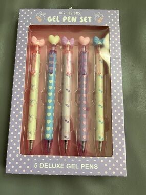 NEW OCS Designs Gel Pen Set - Pastel Heart & Bow Accents